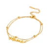 Factory direct sales of simple cut titanium steel Mama text pendants from Europe and America, Mother's Day stainless steel double-layer chain bracelets, versatile for women Item Picture